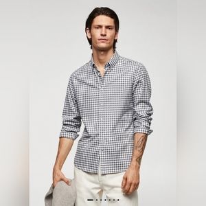 Mango Men's Gingham check cotton shirt